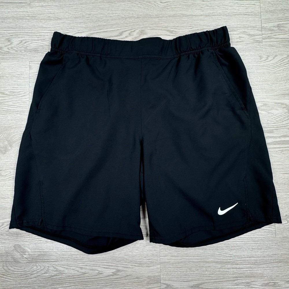 Nike Mens Shorts Dri-FIT Court Tennis Athletic Black XL Drawstring Pockets